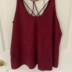 Spaghetti strap, red, suede tank